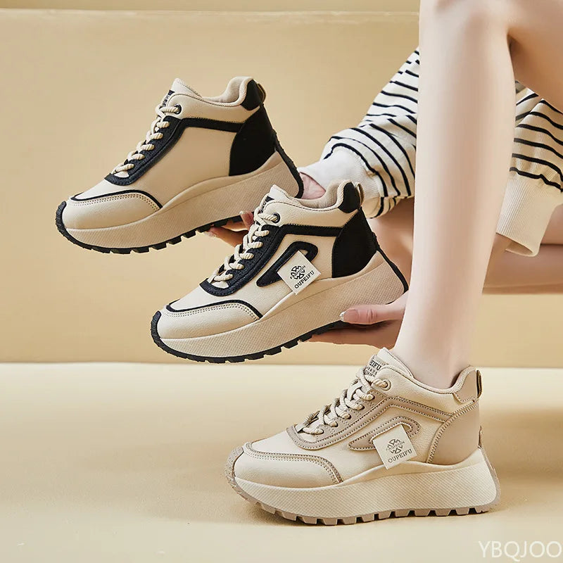 Women's Wedge Sneakers – Height Boost Lace-Up Casual Shoes Wedge Sneakers Axl