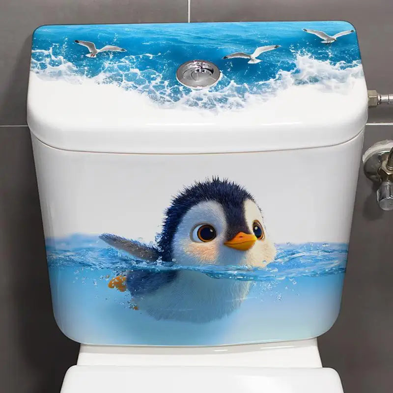 Cute Penguin Toilet Stickers – Waterproof Bathroom Decals Bathroom Wall Decal Axl