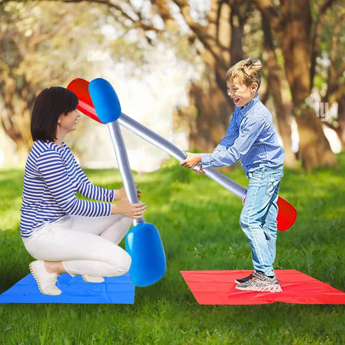 Inflatable Gladiator Battle Batons Set – 2 Sticks & Mats Inflatable Party Game Axl