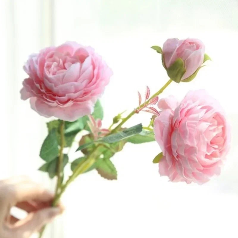 3-Head Artificial Peony Rose Bouquet – Wedding & Home Decor Artificial Flower Bouquet Axl