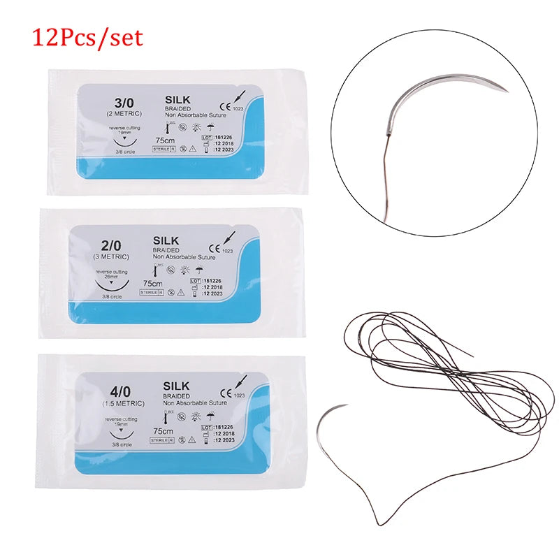 12-Piece Silk Suture Practice Kit – Dental Surgical Training Suture Practice Kit Axl