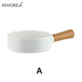 KEMORELA Ceramic Salad Bowl with Wooden Handle | Dinner Bowl Ceramic Dinnerware Bowl Axl A