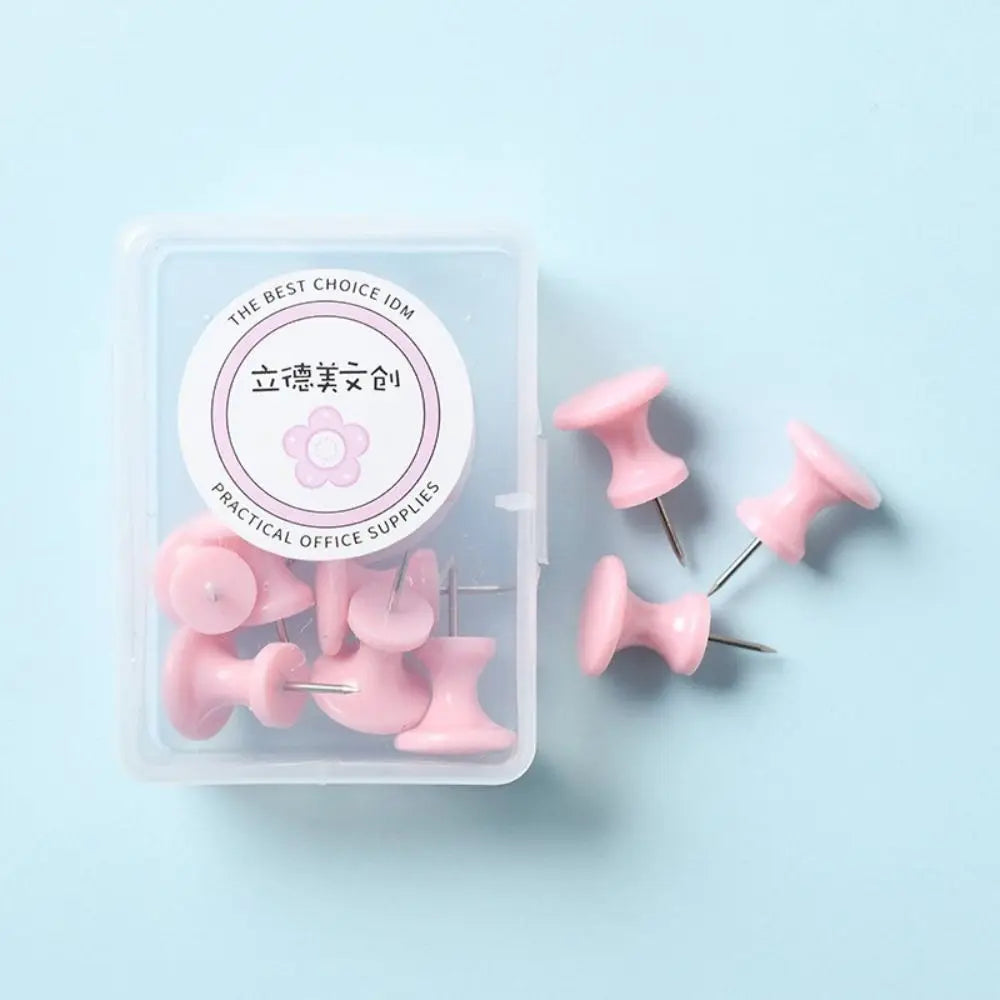 Macaron Color Pushpins – Pastel Plastic Thumb Tacks for Boards Decorative Pushpins Axl Pink-L-10pcs-box
