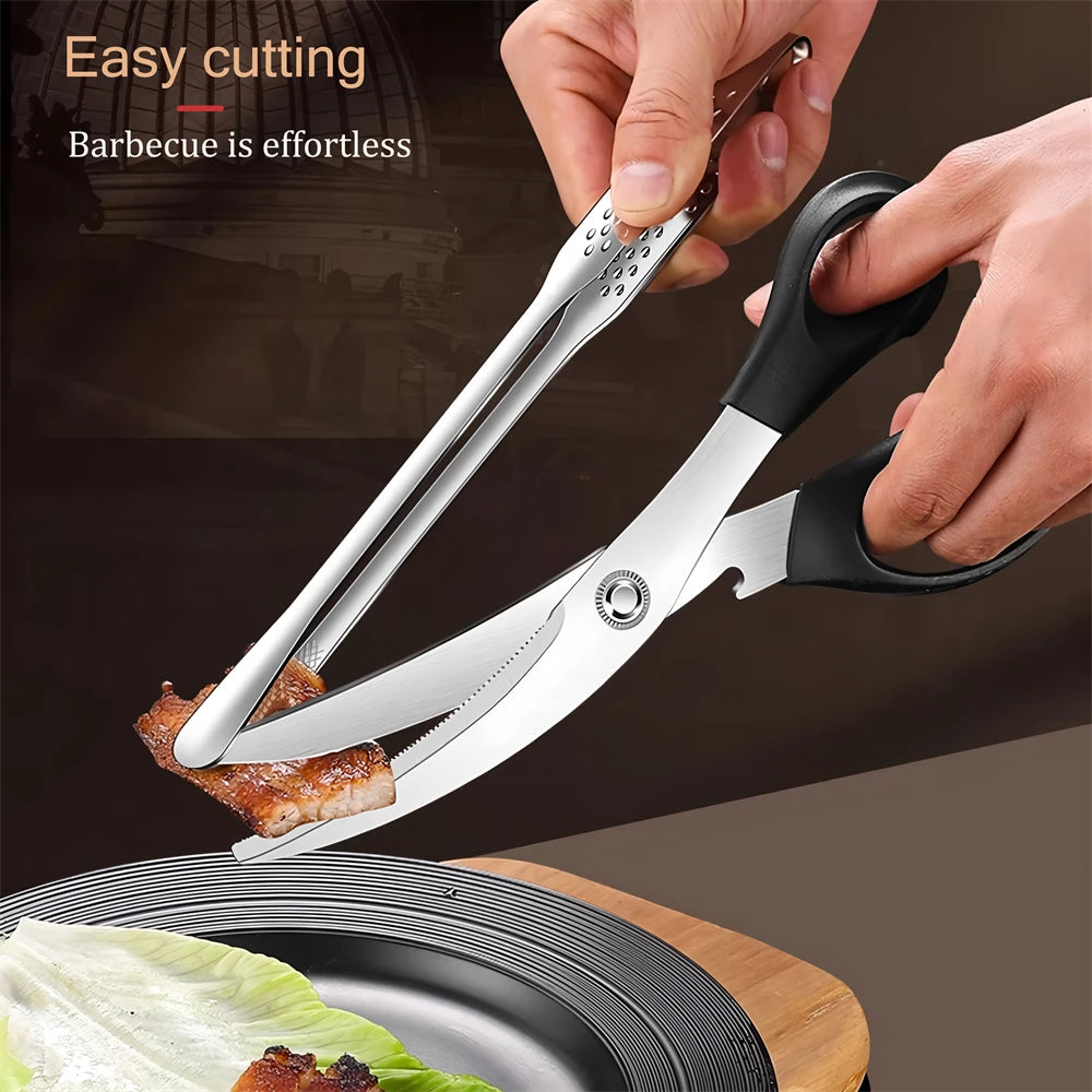 Korean BBQ Stainless Steel Kitchen Scissors | Non-Slip Food Shears Kitchen Scissors Axl