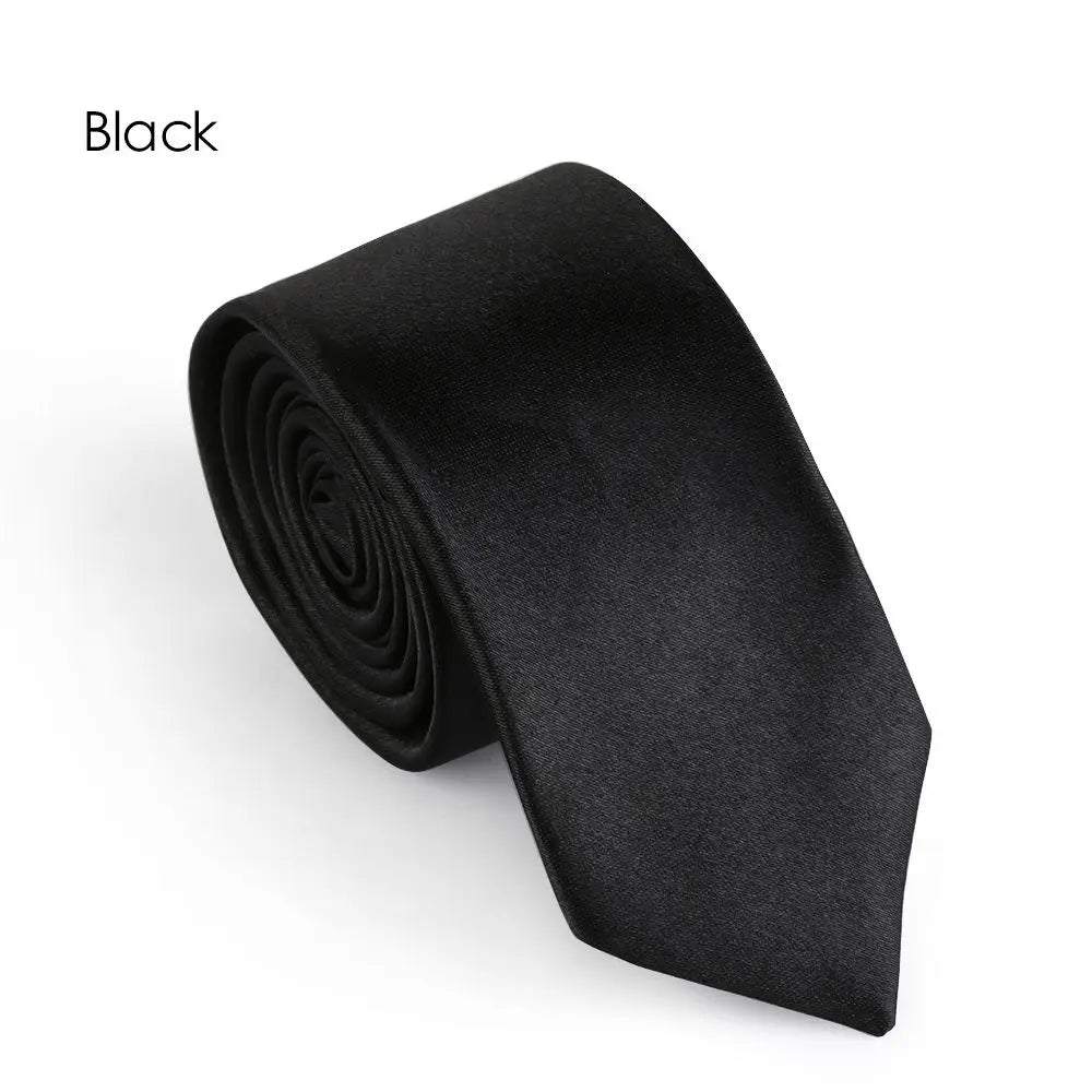 Men's Slim Solid Skinny Necktie – Faux Silk Wedding & Party Tie Men's Necktie Axl black