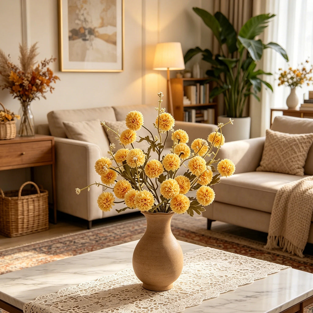 Silk Artificial Chrysanthemum Bouquet – Wedding & Home Decor Artificial Flower Bouquet Axl