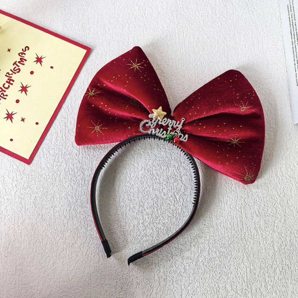 Sequin Christmas Headband – Red Bowknot & Star Hair Hoop Christmas Headband Axl Style 2