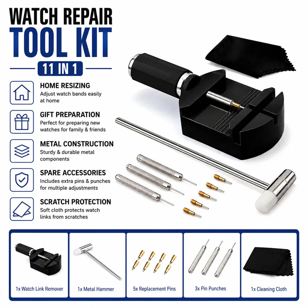 Watch Link Remover Tool Kit – 11-Piece Band Pin Repair Set Watch Repair Kit Axl