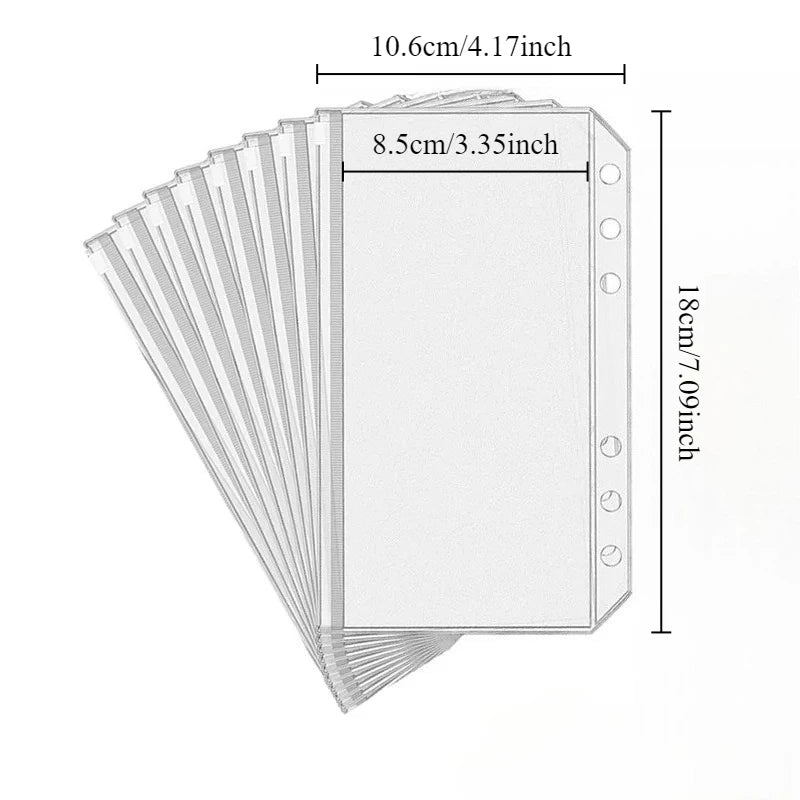 10-Pack PVC Zipper Binder Pockets A5 A6 A7 Cash Envelope Organizer Binder Zipper Pockets Axl A6 10pcs