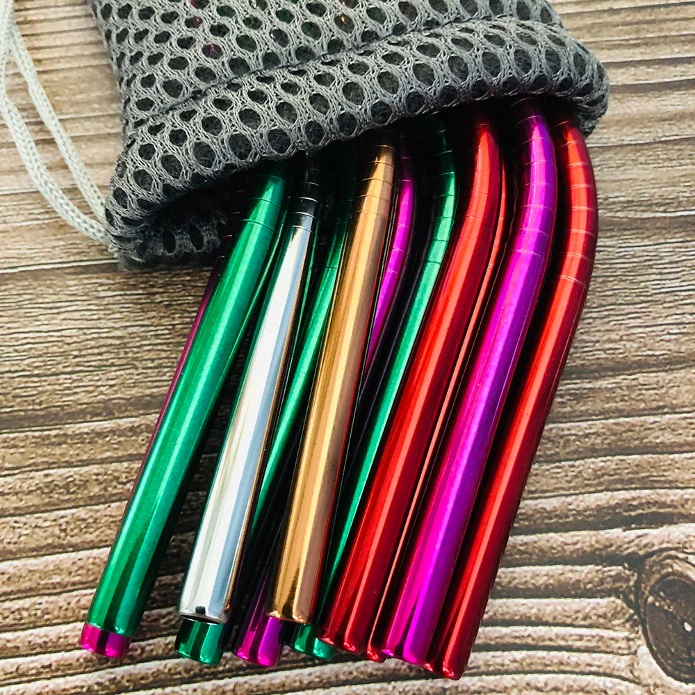 304 Stainless Steel Reusable Straws – Straight, Bent & Brush Set Reusable Metal Straws Axl