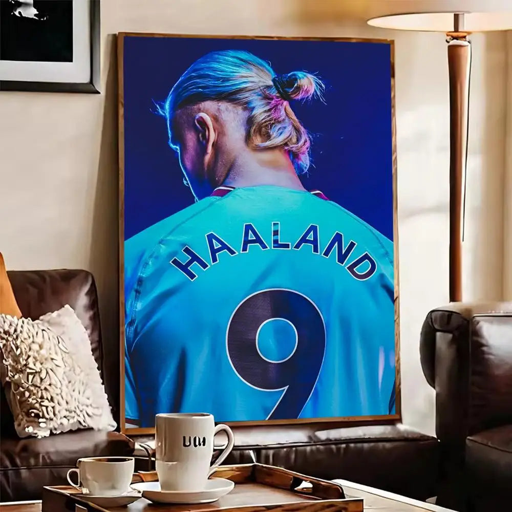 Haaland No.9 Canvas Wall Art – Unframed Football Poster Canvas Wall Art Axl