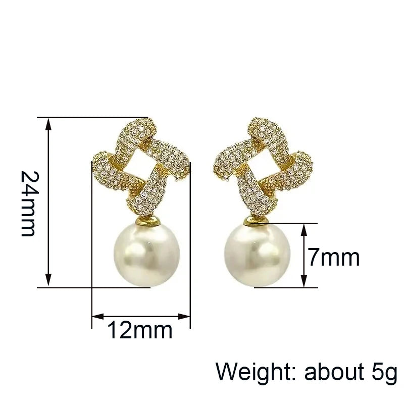 Huitan Pearl & Cubic Zirconia Drop Earrings | Women's Jewelry Drop Earrings Axl