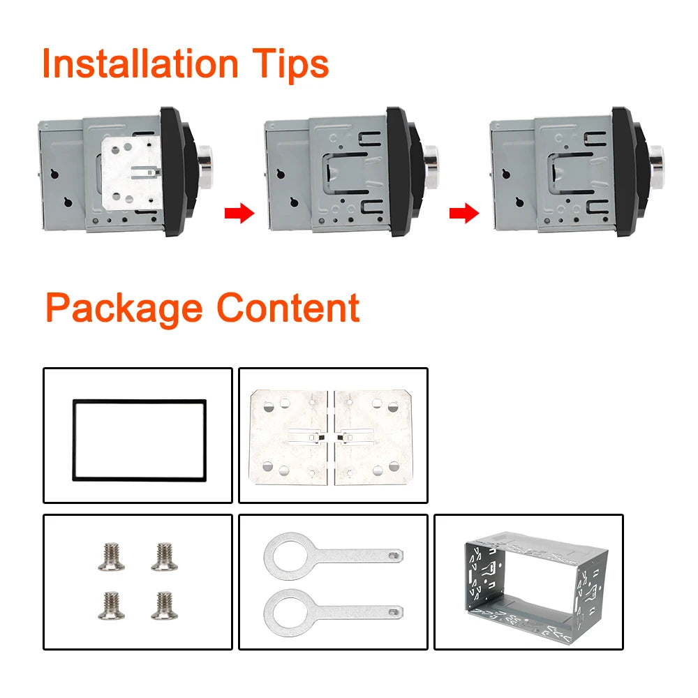 2DIN Car Radio Installation Frame & Dash Mount Kit – Universal Car Radio Mount Kit Axl
