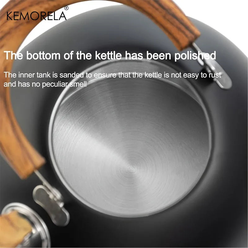 KEMORELA 2.5L Stainless Steel Whistle Kettle – Gas & Induction Stovetop Whistle Kettle Axl