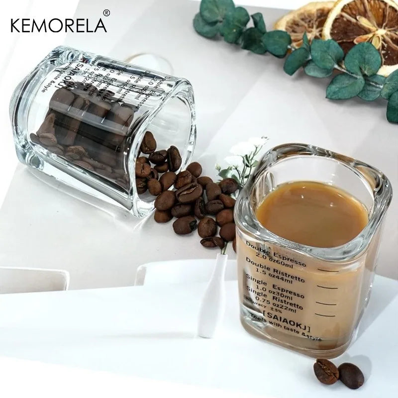 KEMORELA 2-Pack 60ml Espresso Glass Measuring Cups | Heat-Resistant Glass Measuring Cup Axl