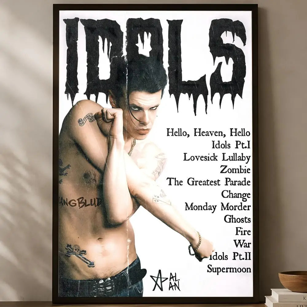 Yungblud HD PVC Self-Stick Wall Poster – Waterproof Decor Wall Art Poster Axl White17 15X20cmNoframe