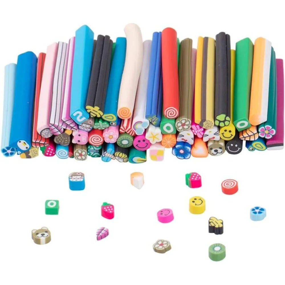 50PCS Polymer Clay Cane Slices – 3D Nail Art Decorations Nail Art Decoration Axl AECH04-18819