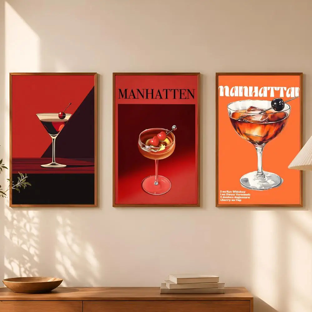 Manhattan Cocktail Wall Art Poster – Self-Stick Waterproof Wall Art Poster Axl