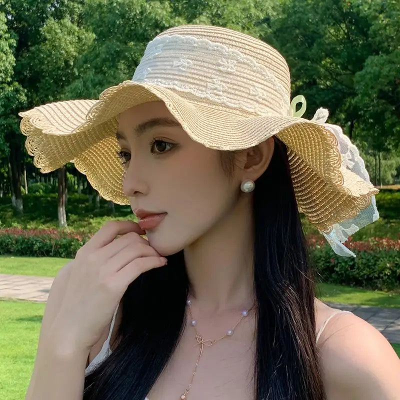 Foldable Wide Brim Straw Sun Hat – UV Protection Beach Cap Straw Sun Hat Axl