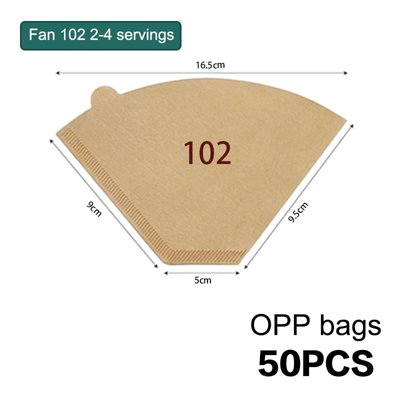 V-Shaped Wood Pulp Coffee Filter Papers – 50 or 100 Pack Coffee Filter Papers Axl A7
