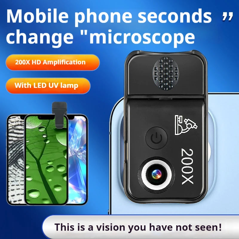 200X Portable Mobile Microscope – UV Purple Light & Rechargeable Mobile Microscope Axl