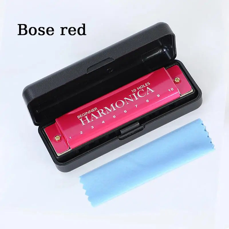 10-Hole Harmonica Key of C with Case | Beginner Gift Beginner Harmonica Axl Pink