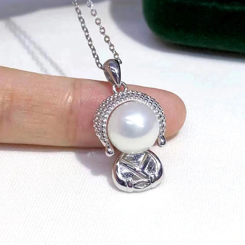 Huitan Buddha Pendant Necklace – Gold & Silver with Pearl Pendant Necklace Axl