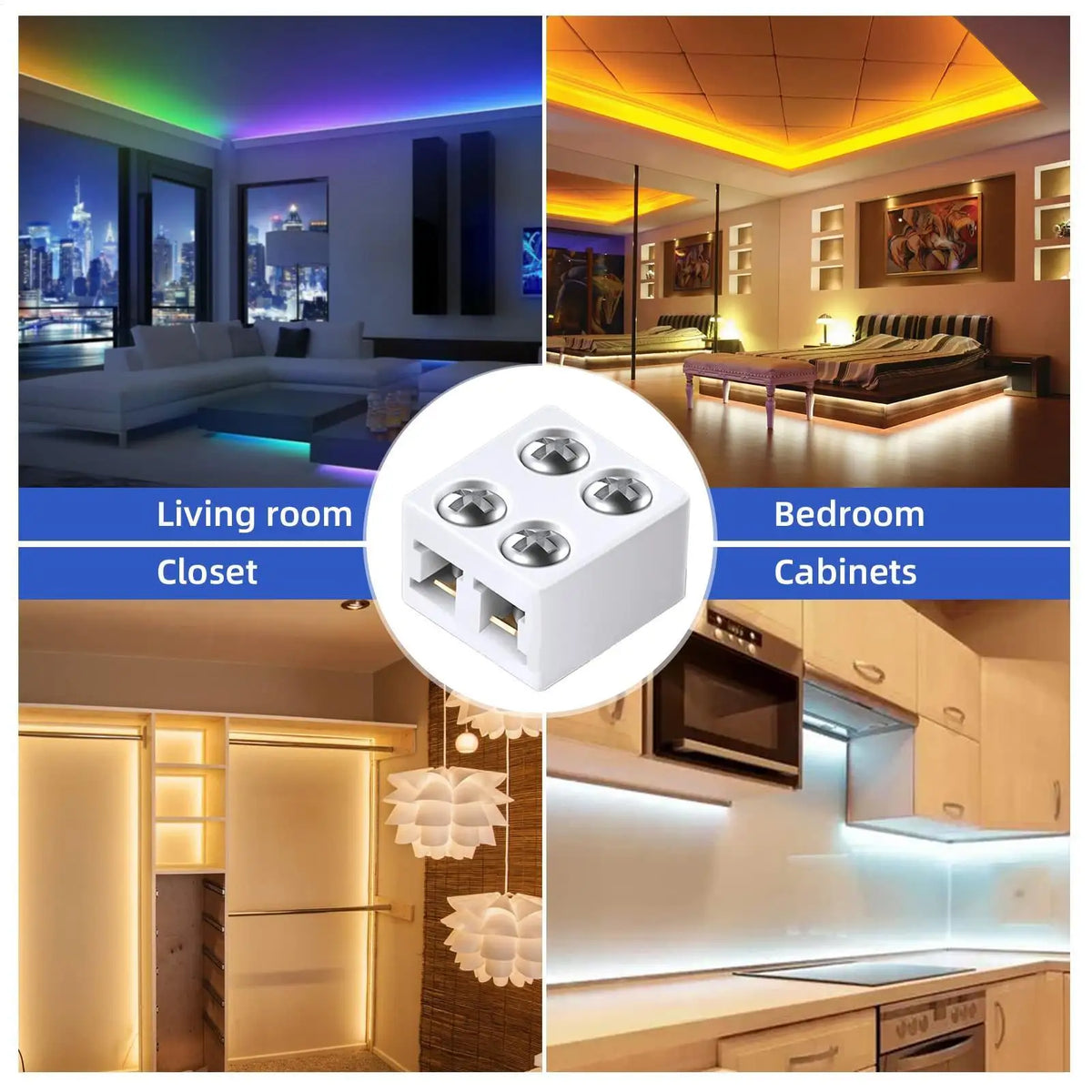 8mm LED Strip Light Connector – No-Solder Wire Adapter LED Strip Connector Axl