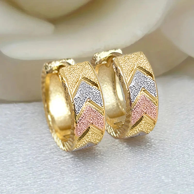 Huitan Matte Gold V-Shape Enamel Hoop Earrings | Geometric Huggie Hoop Earrings Axl
