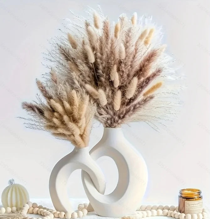 White Gypsophila Pampas Grass Dried Flower Bouquet | Boho Décor Dried Flower Bouquet Axl C