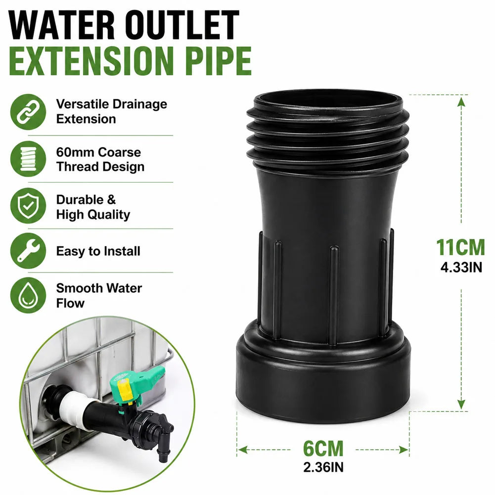 IBC Tank Water Outlet Extension Pipe – 60mm Female Connector IBC Tank Fitting Axl