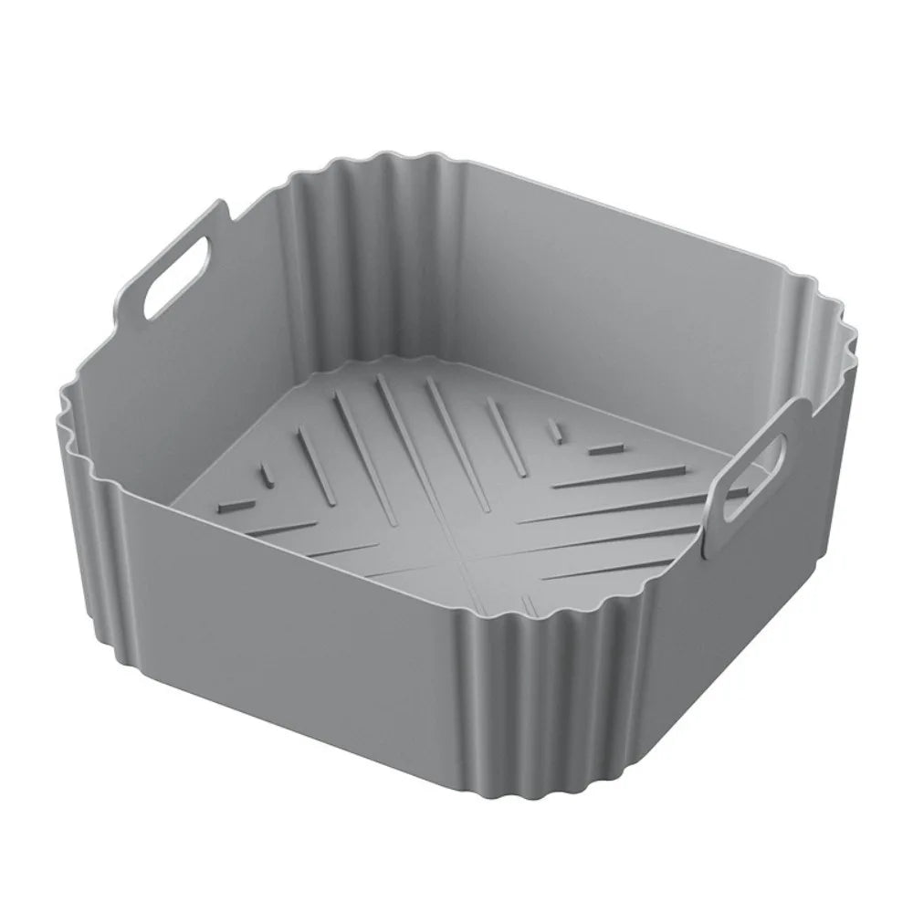 Silicone Air Fryer Liner 22.5cm – Non-Stick Reusable Basket Tray Air Fryer Liner Axl Gray 1