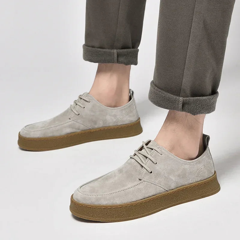 YBQJOO Men's Vintage Cow Suede High Top Lace-Up Casual Shoes Men's Casual Shoes Axl