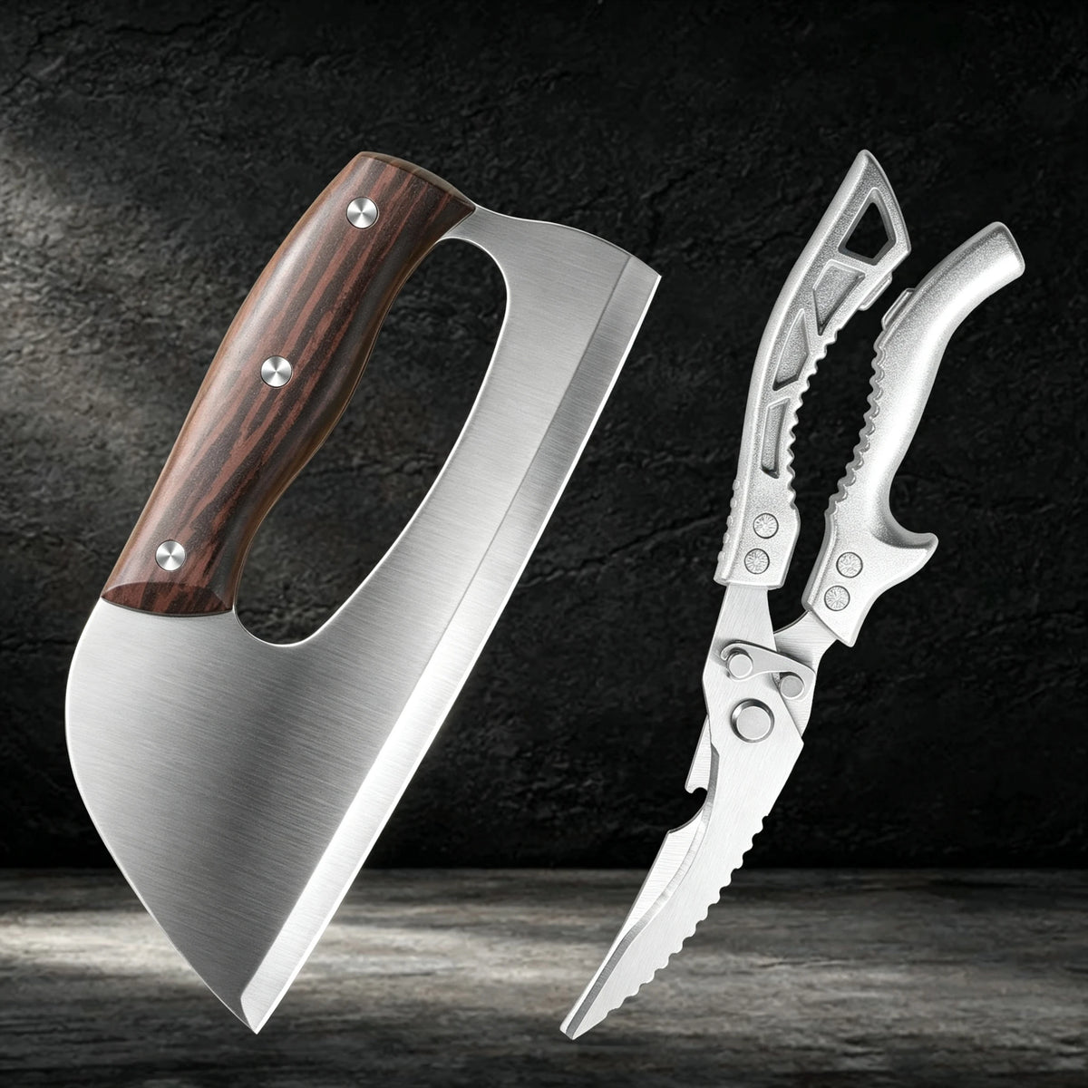 SHENJIU Stainless Steel Meat Cleaver Kitchen Knife Meat Cleaver Knife Axl 2pcs AB