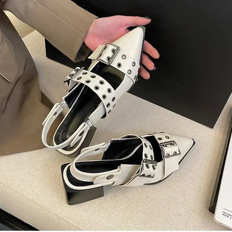 Women's Pointed Toe Rivet Ballet Sandals – Summer Flats 2025 Women's Sandals Axl
