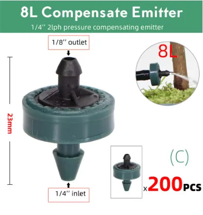 Pressure Compensating Drip Emitters 2L 4L 8L – 50 to 200 Pcs Drip Irrigation Emitter Axl 200PCS 2