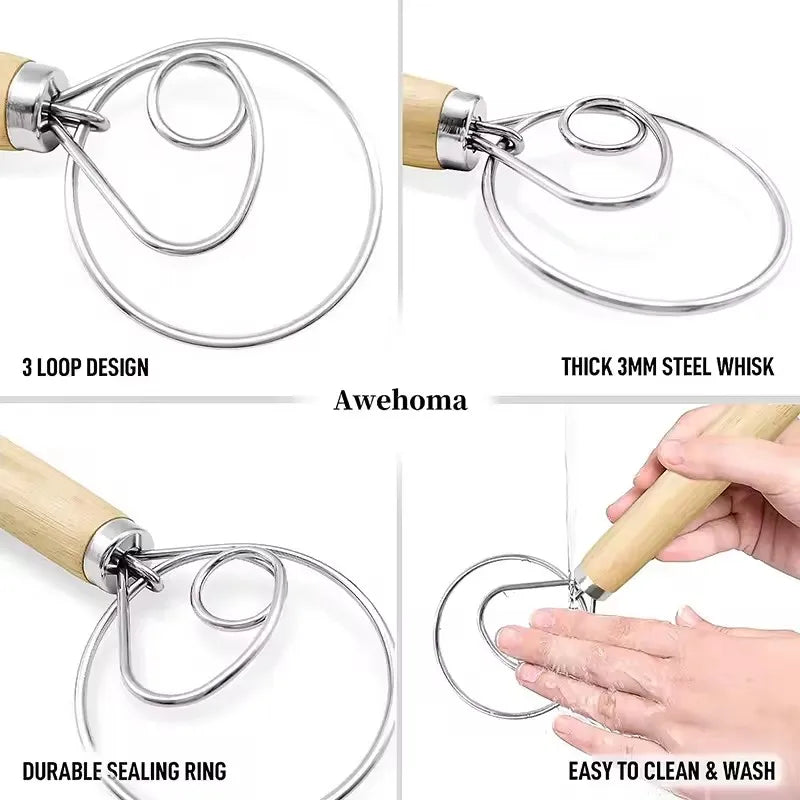 Danish Dough Whisk – Stainless Steel Bread & Pastry Mixer Danish Dough Whisk Axl