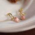 Huitan Pink Tulip Flower Drop Earrings – Gold Dangle Jewelry Dangle Earrings Axl E5460