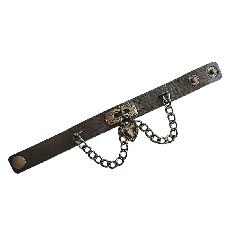 90s Punk Spike PU Leather Bracelet – Triple Row Studs Bangle Punk Leather Bracelet Axl