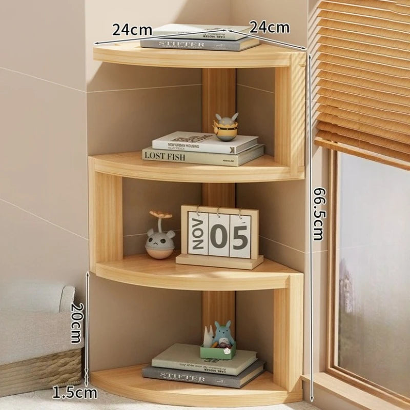 Wooden Corner Shelf Organizer – 2-3 Tier Display Storage Rack Corner Shelf Rack Axl 3 Floor-Large