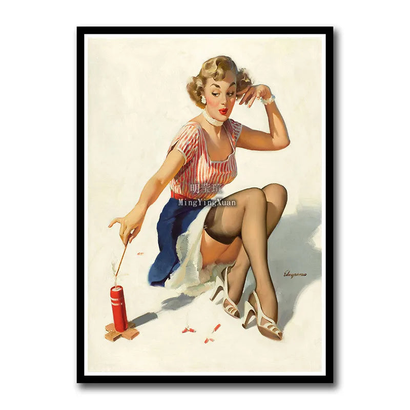 WWII Retro Girl Movie Poster – Vintage Wall Art Home Decor Retro Wall Poster Axl 24 42x30cm