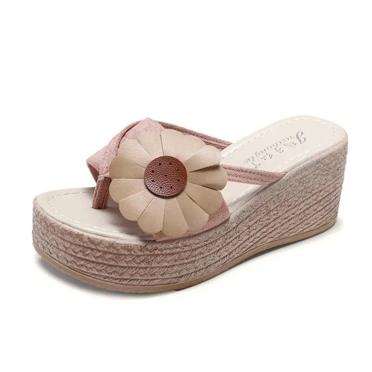 Women's Wedge Platform Sandals – Floral Summer Beach Slippers Wedge Platform Sandals Axl Pink 39