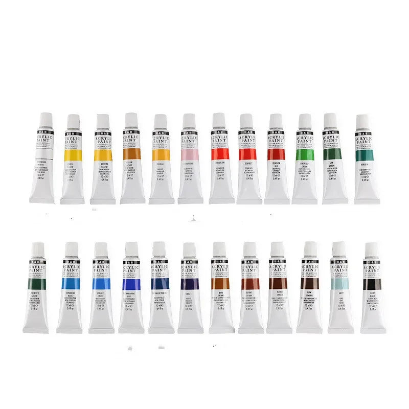 24-Color Acrylic Paint Set | 12ml Tubes for Canvas, Glass & Paper Acrylic Paint Set Axl
