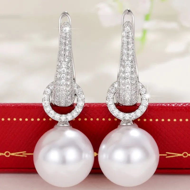 Huitan Simulated Pearl Drop Earrings – Silver Women's Jewelry Pearl Drop Earrings Axl