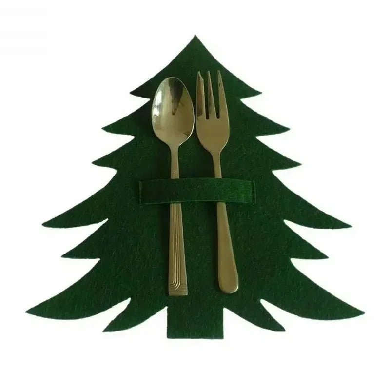 Christmas Tree Cutlery Holder – Festive Non-Woven Tableware Bag Cutlery Holder Bag Axl