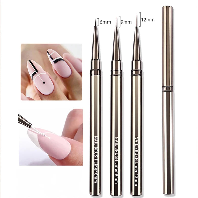Nail Art Liner Brush Set 6–18mm | UV Gel Painting Pen Kit Nail Art Brush Set Axl 3PCS 6 9 12mm