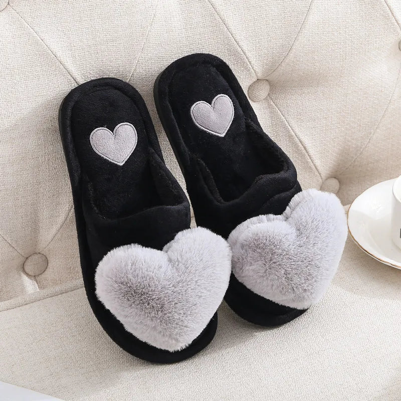 Women's Fuzzy Winter Slippers – Warm Fur Thick Sole Indoor Slides Winter House Slippers Axl GRAY 38-39