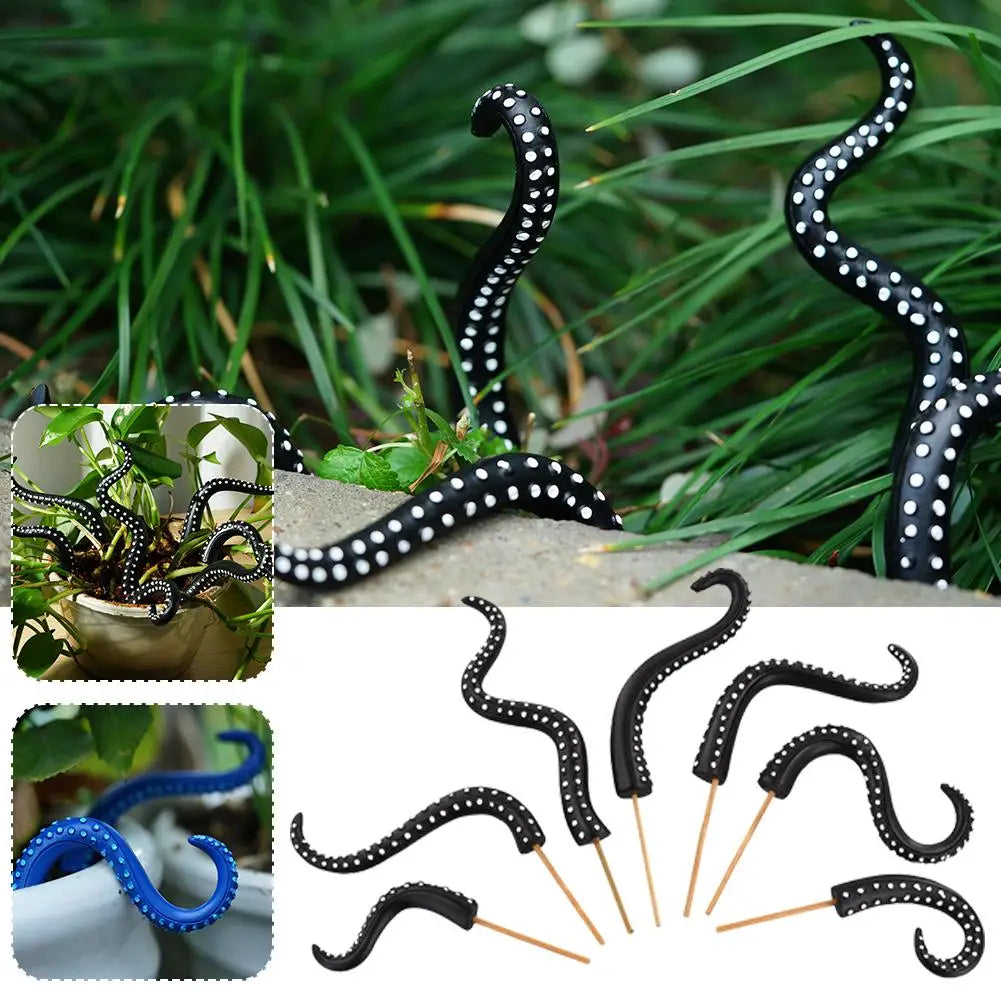 Glow-in-the-Dark Octopus Tentacle Plant Stakes – 7-Piece Set Garden Décor Stakes Axl