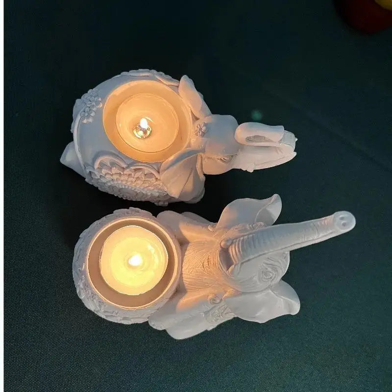 Elephant Trunks Up Tealight Candle Holder – Resin Home Decor Tealight Candle Holder Axl