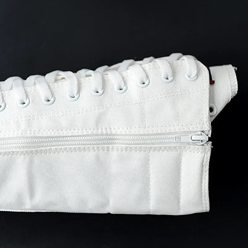 Women's Canvas Mid-Calf Lace-Up Flat Boots | Vulcanized Sneaker Canvas Mid-Calf Boots Axl